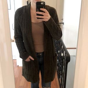 Chocolate Chenille Cardigan w/ pockets